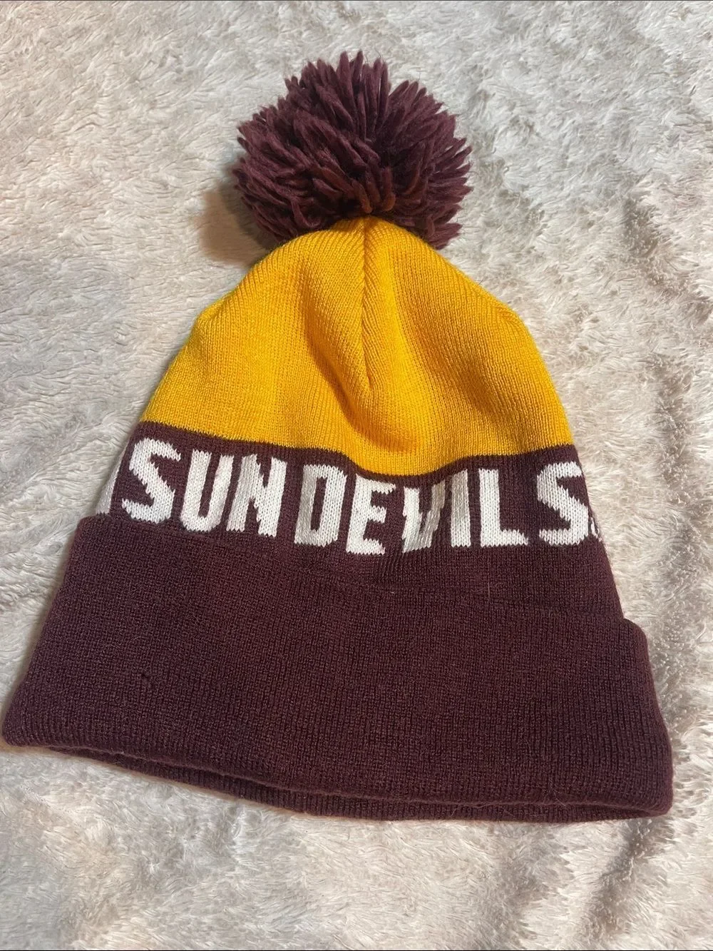 Sun Devils adidas Pom Beanie - Gold and Maroon